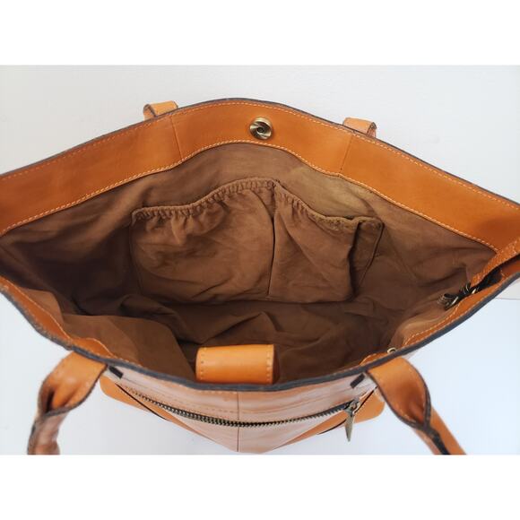 Patricia Nash Mallory Convertible Leather Tote Shoulder bag Sun Yellow Office - Picture 8 of 16